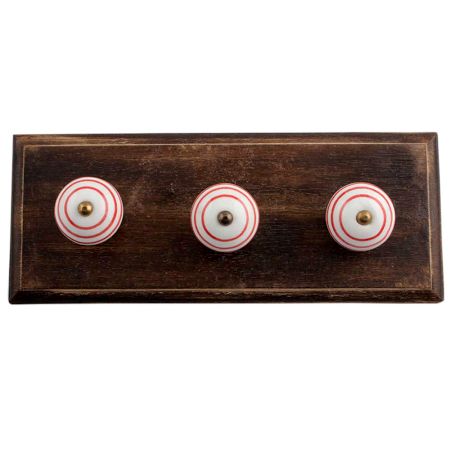 White Red Strip Wooden Hooks